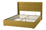 Allewie King Size Lift Up Storage Bed, Modern Wingback Headboard, Hydraulic Support, No Box Spring Needed, Light Beige