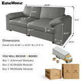 EASE MOOSE Leather Sectional Couch, Oversized Modular Sectional Sofas, Wide Deep Seat Modular Couch, Scratch Resistant Faux Leather Material, L Shaped Sofa for Big Spaces,Beige