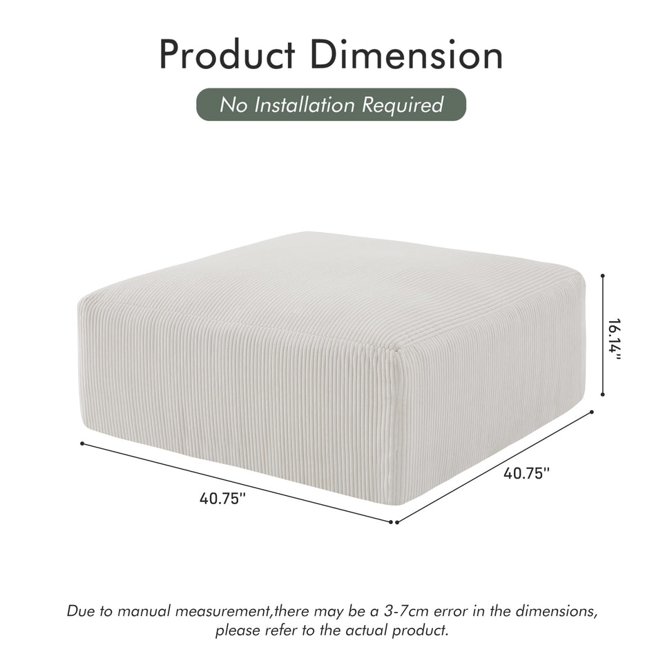 Boneless Sectional Cloud Couch Sofa for Living Room, 112" U-Shaped Modular Modern Lounge Sleeper Black Couches with Chaise, No Assemble, Cordury Compression Upholstered Sofas