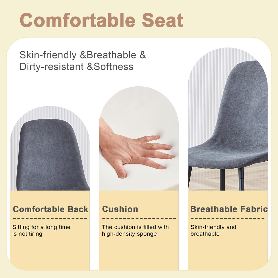 MUUOKY Dining Table Set for 4, Modern 55'' Wood Dinette Table Set for 4 with Fabric Dining Chairs,Table and Chairs Set of 4,Ideal for Kitchen Dining Room