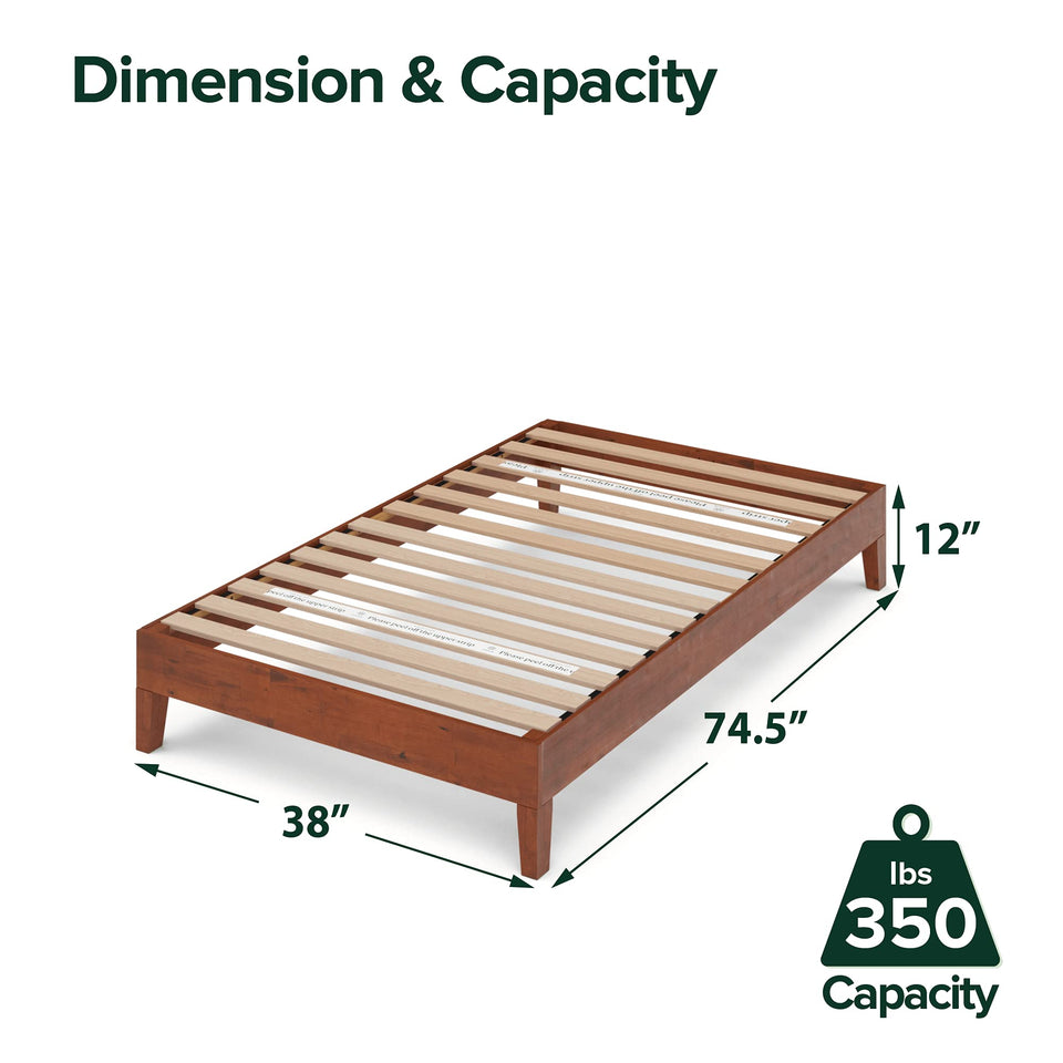 ZINUS Vivek Deluxe Wood Platform Bed Frame with Headboard, Wood Slat Support, No Box Spring Needed, Easy Assembly, Queen