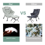 LITA Lazy Chair with Ottoman, Modern Accent Leisure Upholstered Lazy Sofa Armchair, Contemporary Lounge Reading Chair with Armrests and a Side Pocket for Living Room, Bedroom & Small Space, Dark Grey