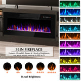 Lemberi Fireplace tv Stand with 36 inch Fireplace Up to 90" TVs, LED Light Entertainment Center and Storage, 80" Modern Wood Media TV Console with Highlight Cabinet for Living Room (White)