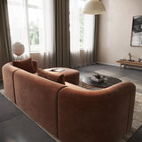 Acanva Luxury Modern Tight Curved Back Velvet Sofa, Minimalist Style Comfy Couch for Living Room Apartment, 3 Seater, Cream