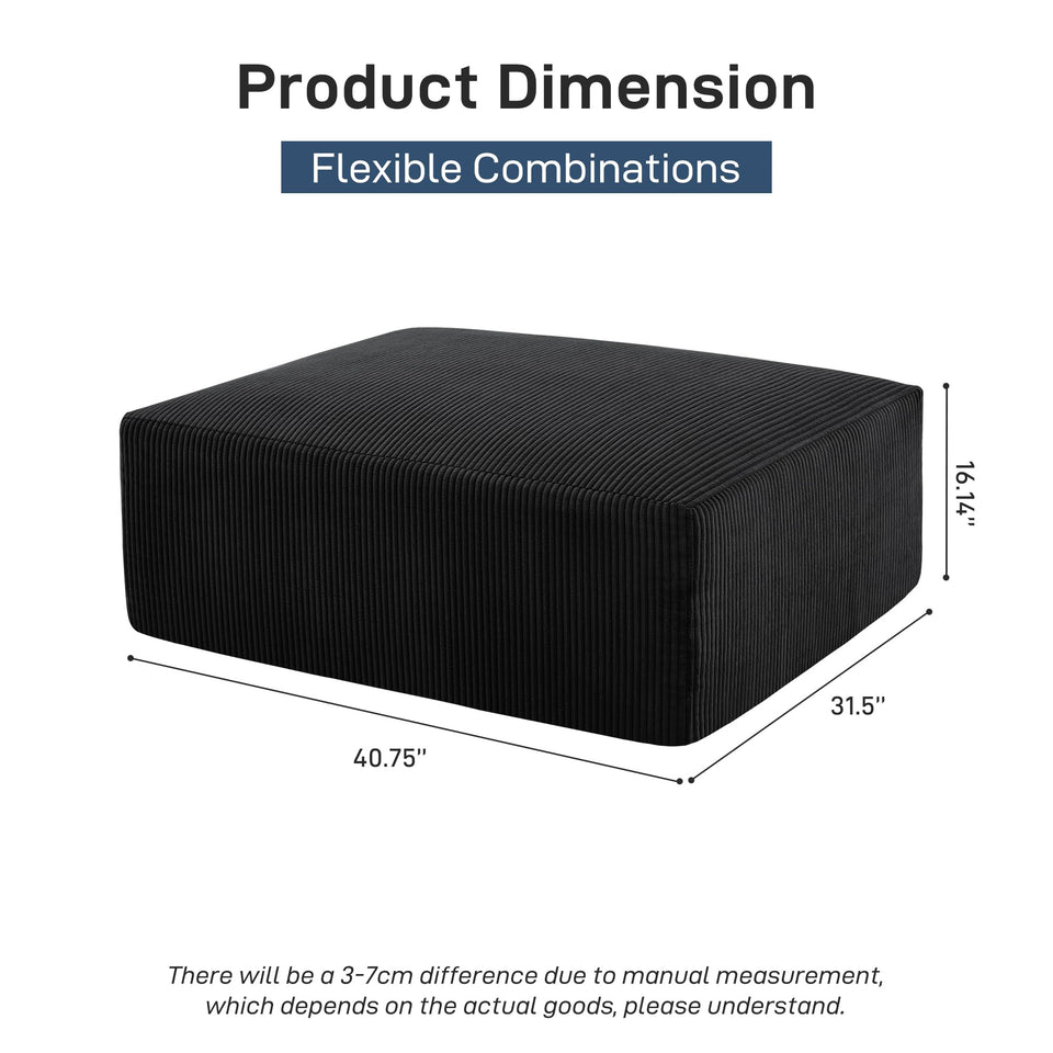 Sectional Cloud Boneless Sofa Couches for Living Room-113'' Beige 3 Seater U-Shaped Modern Lounge Couch-No Assembly Modular Corduroy Convertible Sponge Sleeper Sofas with Chaise for Home House