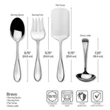 Mikasa Bravo 65-Piece Flatware Set for 12, 18/10 Stainless Steel Silverware with Full Service, Includes Forks, Knives, Spoons, and Serving Utensils