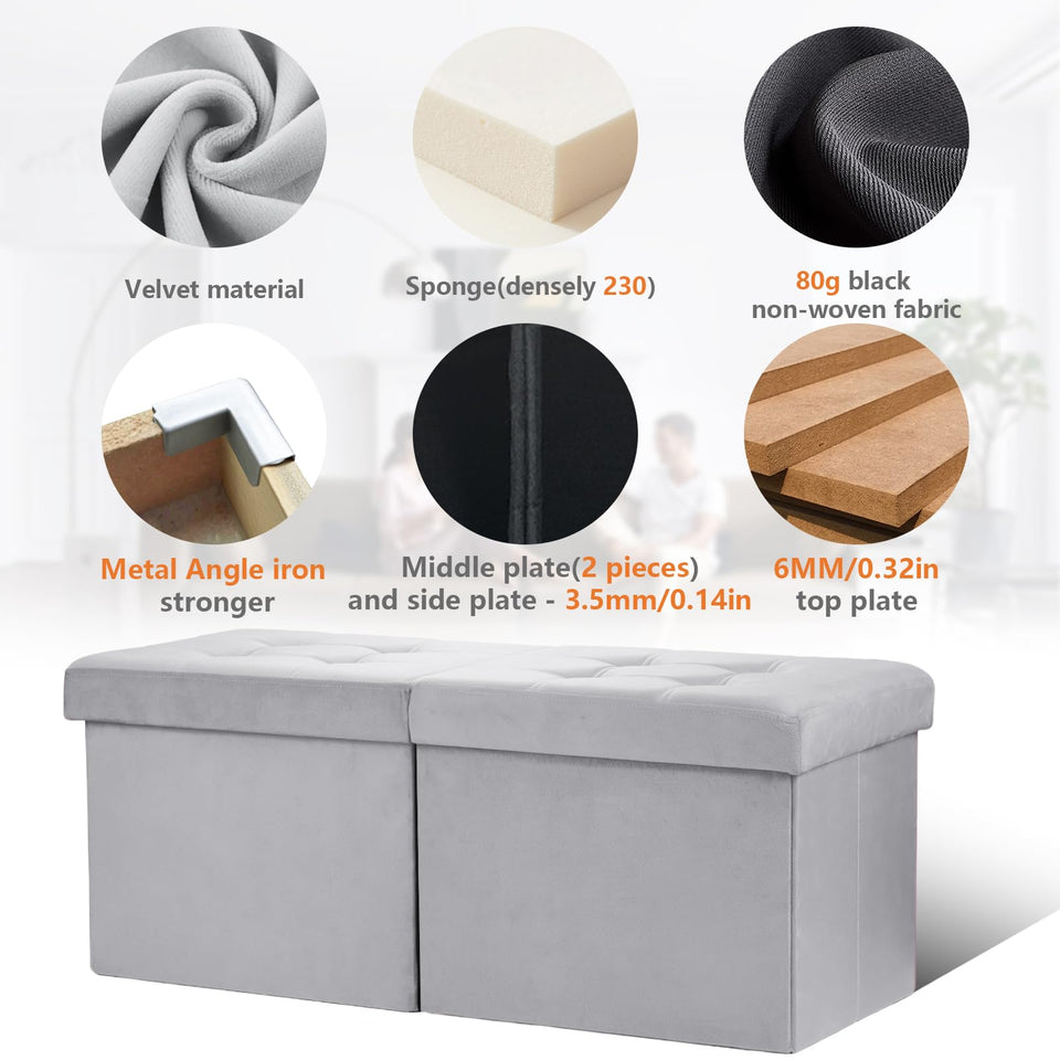 AmasSmile Footrest Ottoman Bench with Storage,34Inch Black Leather Footstool, Coffee Table, Padded Seat, Storage Chest,Blanket Store with Flipping Lid for Livingroom and Bedroom