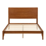 Merax Queen Size Bamboo Platform Bed, Mid-Century Modern Bed Frame with Tall Headboard, Solid Sustainable Bedframe Queen-size, Wood Slat Support, No Box Spring Needed, Easy Assembly, Noise Free, Brown