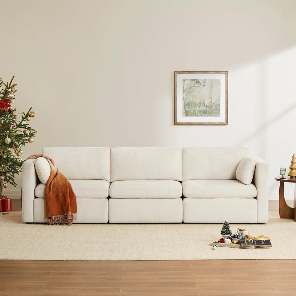 CHITA Oversized Modular Sectional Sofa, FSC Certified L Shaped Sectional Couches for Living Room, 112 inch Width,4 Seat Modular Sofa with Storage Ottoman, Linen