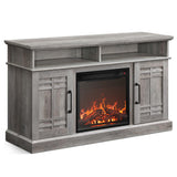 BELLEZE Traditional 58" Rustic TV Stand with 23" Electric Fireplace Heater with Sound, Media Entertainment Center Console Table for TV up to 65" with Open Storage Shelves and Cabinets - Espresso