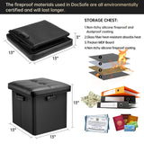 DocSafe Storage Ottoman with Lock,Fireproof Folding Ottoman Foot Rest Stool Storage Chest with Storage Safe for Important Documents,Waterproof 17 Inches Short Ottoman Foot Stool with Handles,Black