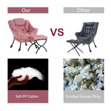 LITA Lazy Chair with Ottoman, Modern Accent Leisure Upholstered Lazy Sofa Armchair, Contemporary Lounge Reading Chair with Armrests and a Side Pocket for Living Room, Bedroom & Small Space, Dark Grey