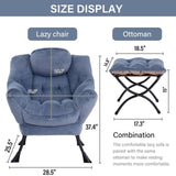 LITA Lazy Chair with Ottoman, Modern Accent Leisure Upholstered Lazy Sofa Armchair, Contemporary Lounge Reading Chair with Armrests and a Side Pocket for Living Room, Bedroom & Small Space, Dark Grey