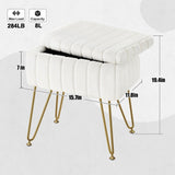 Greenstell Vanity Stool Chair Faux Fur with Storage, 15.7"L x 11.8"W x 19.4"H Soft Ottoman 4 Metal Legs with Anti-Slip Feet, Furry Padded Seat, Modern Multifunctional Chairs for Makeup, Bedroom Pink