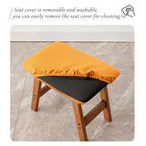 Foot Stool,Ottoman,Bamboo Small Sofa Foot Rest Under Desk,Extra Seating for Living Room, Bedroom and Kitchen(Brown Stool Legs - Beige Surface)