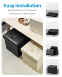 AmasSmile Storage Ottoman Folding Foot Rest Stool, Leather Footstool Bench, Short Ottoman Stool, Storage Foot Rest Store, Books (Black, 17" D x 13" W x 13" H)