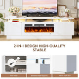 OneBlis 70" TV Stand for Living Room, Modern Entertainment Center & Media Console, Fits TVs up to 80", Storage Cabinet with Shelves, 36" Electric Fireplace with LED Flame (All Black)