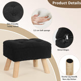 OGEMXU Storage Ottoman, Small Foot Stool Ottoman with Storage, Boucle Teddy Velvet Foot Rest with Padded Seat, Sturdy Wood Legs Stool for Living Room, Bedroom, Couch, Enterway (Cream)
