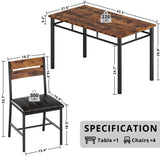 IRONCK Dining Table Set for 4, Wood Kitchen Table with Upholstered Chairs for Kitchen Room and Small Spaces, Rustic Brown