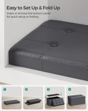 SONGMICS MAZIE Collection - 43 Inches Folding Storage Ottoman Bench, Ottoman with Storage, Foot Rest Stool, Load 660 lb, for Living Room, Synthetic Leather, Black ULSF701