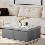 AmasSmile Footrest Ottoman Bench with Storage,34Inch Black Leather Footstool, Coffee Table, Padded Seat, Storage Chest,Blanket Store with Flipping Lid for Livingroom and Bedroom