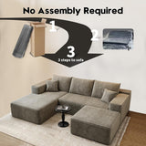 135.4" Cloud Modular Sectional Couch with 1 Ottoman,Modern Minimalist Upholstered Couches, Comfort U Shaped Sofa for Living Room,Deep Seat Corner Couch，No Assembly Required (Black,Left Facing Chaise)