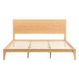 Merax Queen Size Bamboo Platform Bed, Mid-Century Modern Bed Frame with Tall Headboard, Solid Sustainable Bedframe Queen-size, Wood Slat Support, No Box Spring Needed, Easy Assembly, Noise Free, Brown