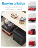 AmasSmile Storage Ottoman Folding Foot Rest Stool, Leather Footstool Bench, Short Ottoman Stool, Storage Foot Rest Store, Books (Black, 17" D x 13" W x 13" H)