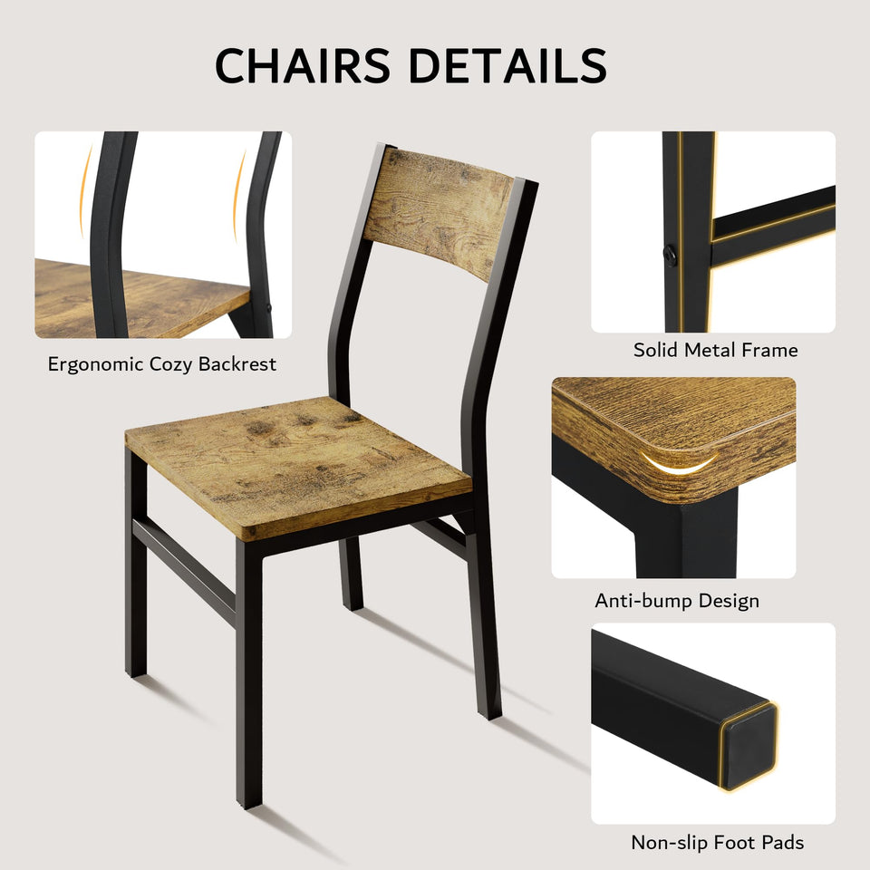 iPormis 7-Piece Dining Table Set with 6 Chairs, 63" Extendable Kitchen Table & Chairs Set for 4-6, Dining RoomTable with Solid Metal Frame & MDF Board, Perfect for Small Space, Easy Assembly, Walnut