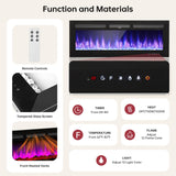 oneinmil 80" Fireplace TV Stand, 50 Inch Electric Fireplace & Modern Entertainment Center, TV Console with Adjustable Shelf & Glass Door for TVs Up to 90", Fire Place TV Stands for Living Room, Black