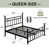 Feonase King Size Metal Platform Bed Frame with Victorian Classic Iron-Art Headboard & Footboard, Steel Slats Support, 12" Under Bed Storage, No Box Spring Needed, Easy Assembly, Noise-Free, Black