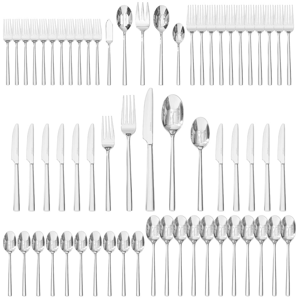 KINGSTONE Silverware Set, 60-Piece Forged Flatware Set Cutlery Set Premium Stainless Steel, Service for 12, for Kitchen, Home, Wedding, Party, Mirror Polished and Dishwasher Safe