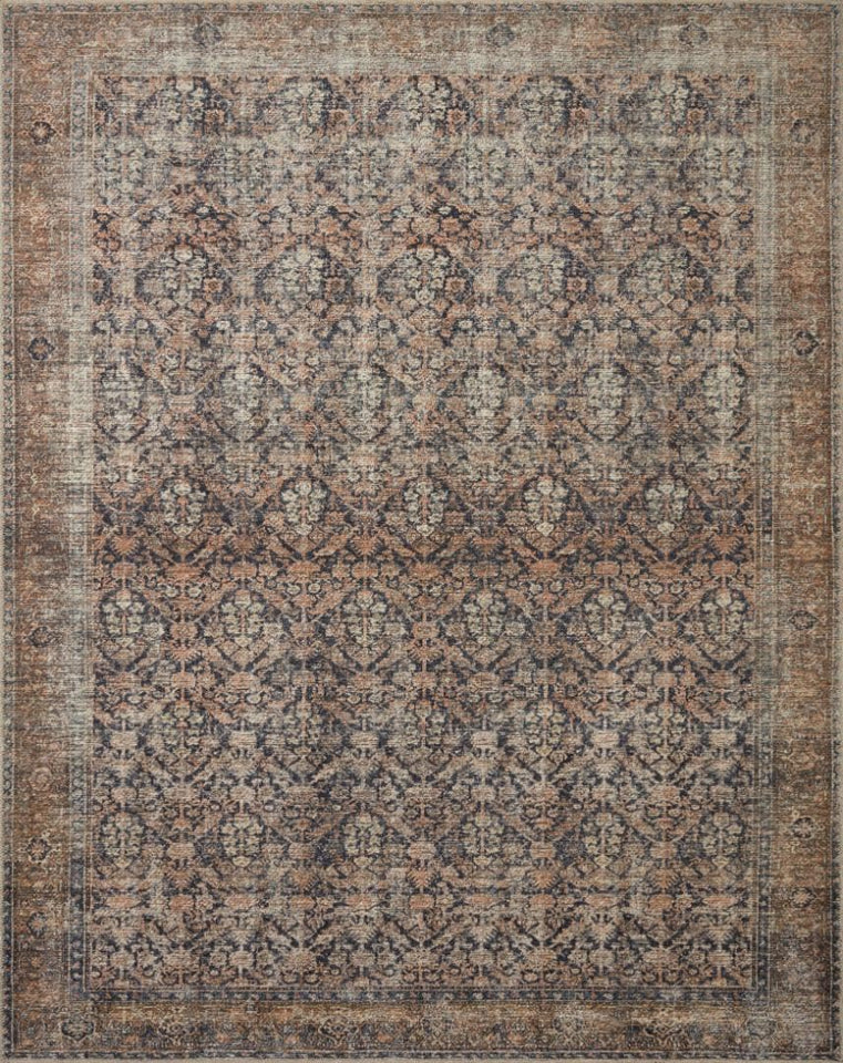 Loloi Amber Lewis Billie Collection, Ink & Salmon 10'-0" x 14'-0" Area Rug – Antique & Distressed Accent Rugs for Living Room, Bedroom, Entryway & Hallway, No Shed High Traffic Area Home Decor Rug