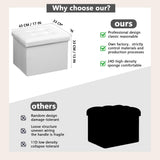 AmasSmile Storage Ottoman Folding Foot Rest Stool, Leather Footstool Bench, Short Ottoman Stool, Storage Foot Rest Store, Books (Black, 17" D x 13" W x 13" H)