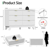 Fluted Dresser for Bedroom with 9 Drawers, 57" Wide Modern Chest of Drawers with Metal Handle, Wooden Dresser TV Stand, Wood Closet Clothes Storage Organizer for Living Room, Hallway, Natural Oak