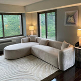 Acanva Luxury Modern Tight Curved Back Velvet Sofa, Minimalist Style Comfy Couch for Living Room Apartment, 3 Seater, Cream