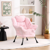 Welnow Lazy Chair with Ottoman, Modern Lounge Accent Chair with Armrests and a Side Pocket, Leisure Sofa Armchair, Reading Armchair with Footrest for Small Space, Dark Grey