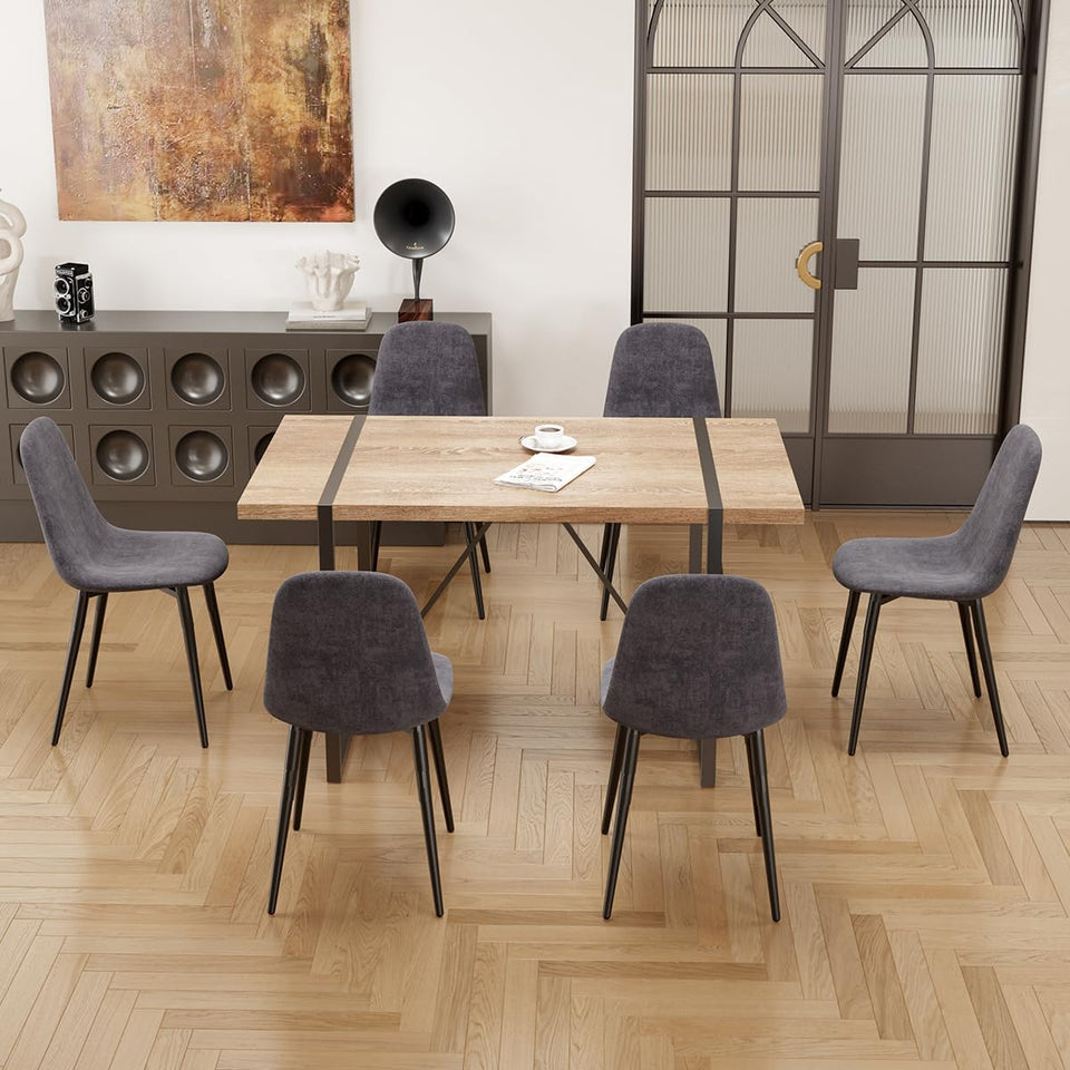 MUUOKY Dining Table Set for 4, Modern 55'' Wood Dinette Table Set for 4 with Fabric Dining Chairs,Table and Chairs Set of 4,Ideal for Kitchen Dining Room
