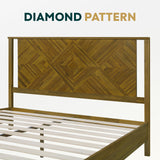 Bme Vivian 14 Inch Deluxe Bed Frame with Headboard, Rustic & Scandinavian Style with Solid Acacia Wood, No Box Spring Needed, 12 Strong Wood Slat Support, Easy Assembly, King, Rustic Golden Brown