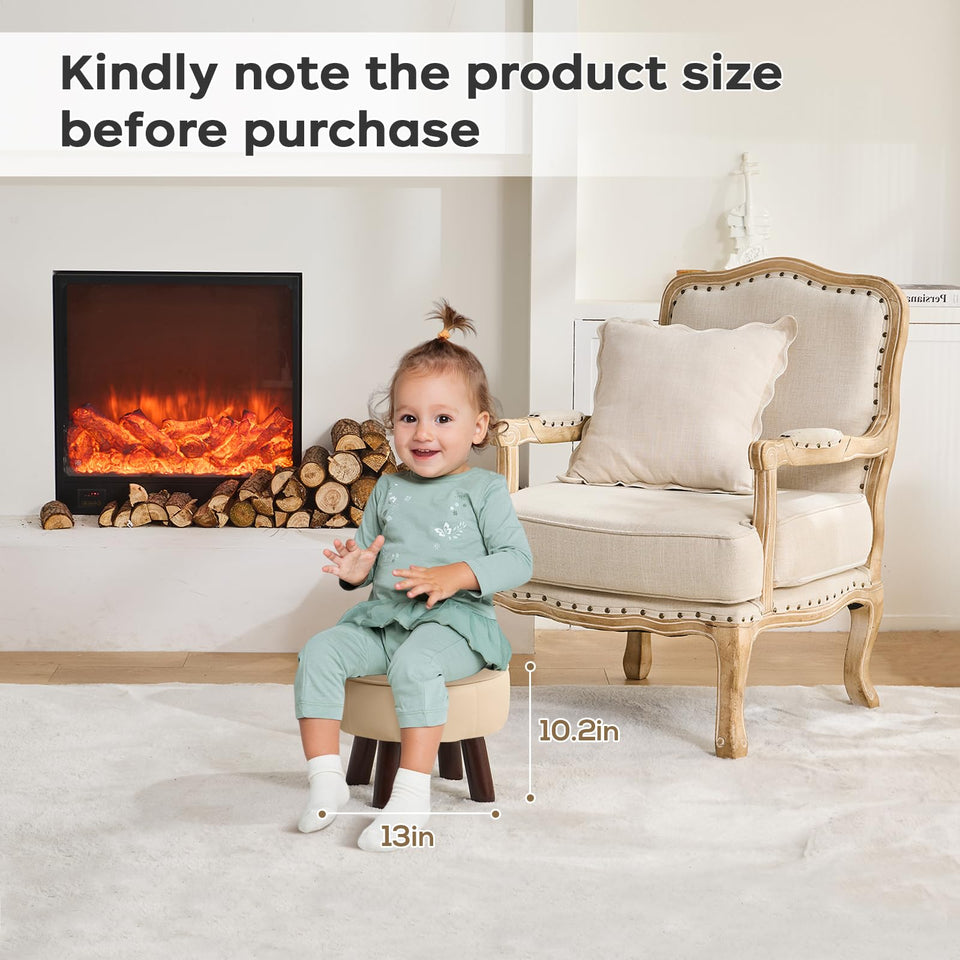 oakvivo 13in Small Foot Stool Ottoman, Round Faux Leather Foot Rest for Couch, Under Desk Pouf Footstool Footrest with Non-Skid Rubber Legs for Ling Room, Bedroom, 13''L x 13''W x 10.2''H, Green