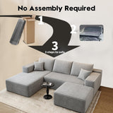 135.4" Cloud Modular Sectional Couch with 1 Ottoman,Modern Minimalist Upholstered Couches, Comfort U Shaped Sofa for Living Room,Deep Seat Corner Couch，No Assembly Required (Black,Left Facing Chaise)