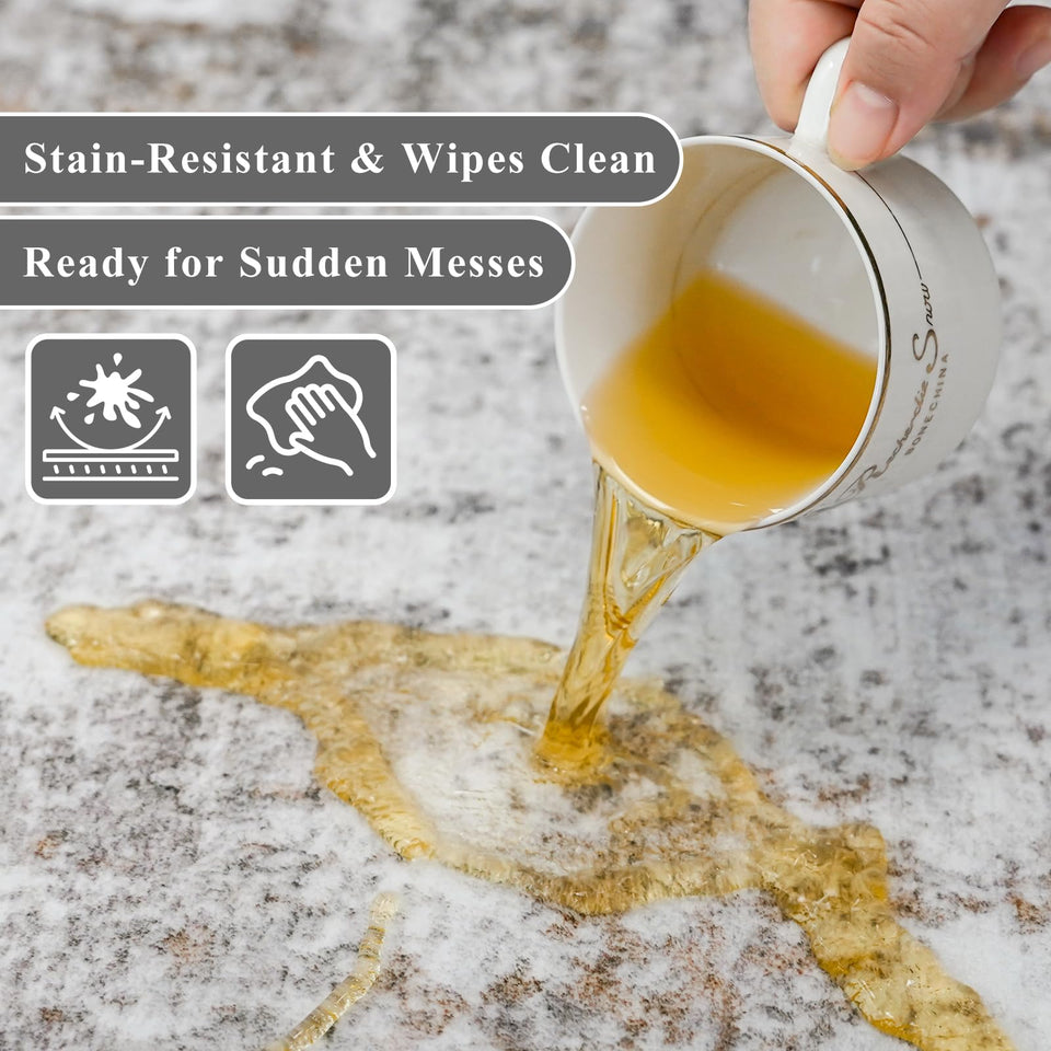 12x15 Area Rug for Living Room – Large Modern Neutral Abstract Thin Washable Carpet, Soft Low Pile Non-Slip Stain-Resistant for Bedroom Dining Room Home Office (Beige Grey)