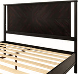 Bme Vivian 14 Inch Deluxe Bed Frame with Headboard, Rustic & Scandinavian Style with Solid Acacia Wood, No Box Spring Needed, 12 Strong Wood Slat Support, Easy Assembly, King, Rustic Golden Brown