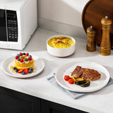 MALACASA Plates and Bowls Sets, 24 Pieces Modern Ceramic Dinnerware Set for 8 Kitchen Stoneware Dishes Dishware Set Microwave and Dishwasher Safe, White, Series TARA