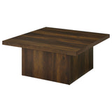 Coaster Home Furnishings Zetta Square Cocktail Living Room Coffee Table Engineered Eco-Friendly Wood Look Laminate Veneer Rustic Farmhouse Mango Brown 708068