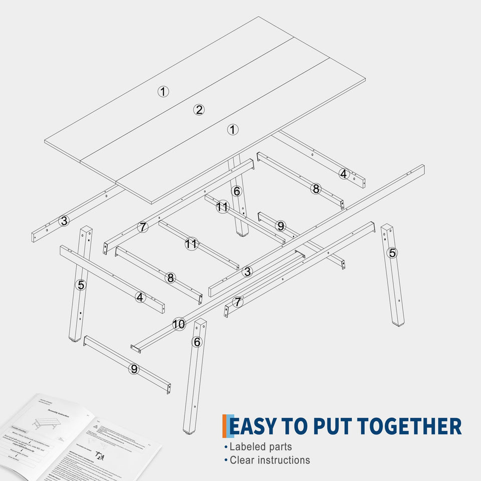GarveeHome Industrial Dining Table for 6-8 People, 70.87" Long Wooden Kitchen Table with Sturdy Metal Frame & Rustic Brown Finish (Brown, 70.87" Long)