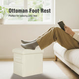 Storage Ottoman Foot Rest Stool, Foldable Leather Footstool Storage Bench with Thicker Foam Padded Seat. Foot Rest Under Desk for Living Room Bedroom 350 lbs, 17x13x13 in, Brown