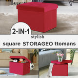 LINMAGCO Ottoman Storage Ottoman with Storage Small Foot Rest Stool Under Desk Stool Short Folding Footrest Linen Cloth Dark Gray 16X12X12IN