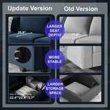 Belffin Modular Sectional Sofa with Ottomans Velvet Reversible Sleeper Chaise Bed Storage Seat Black