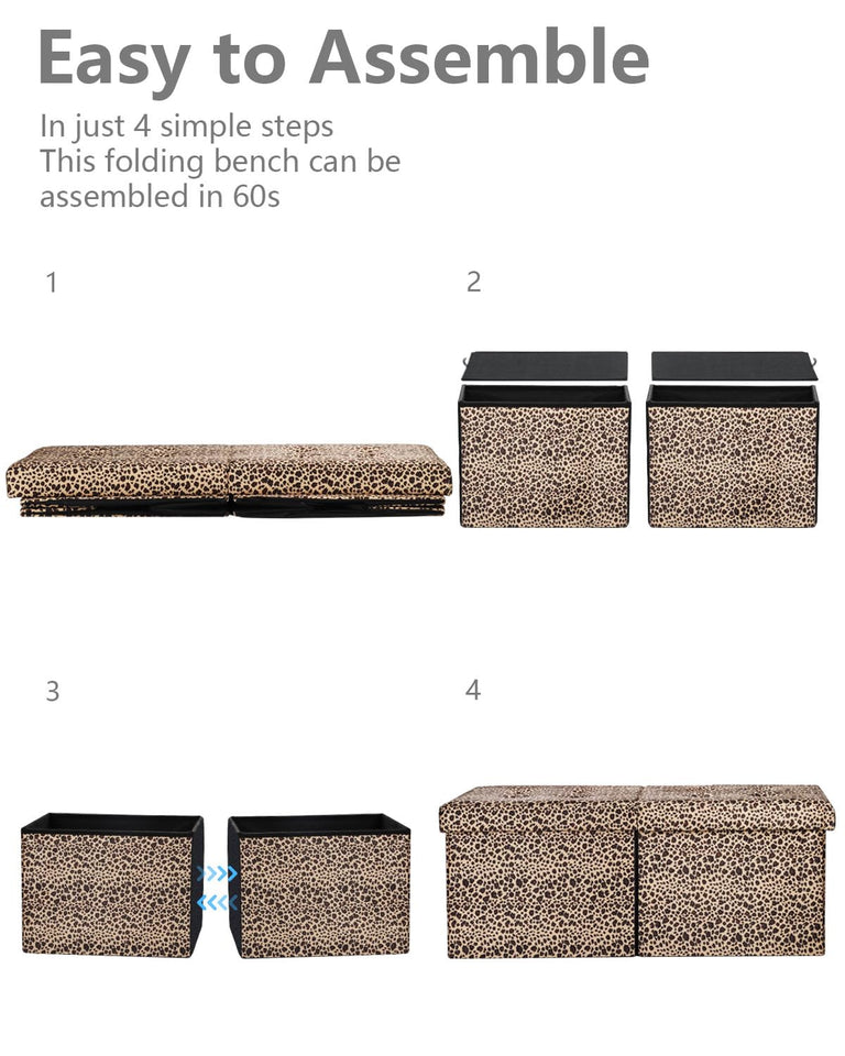 AmasSmile Footrest Ottoman Bench with Storage,34Inch Black Leather Footstool, Coffee Table, Padded Seat, Storage Chest,Blanket Store with Flipping Lid for Livingroom and Bedroom